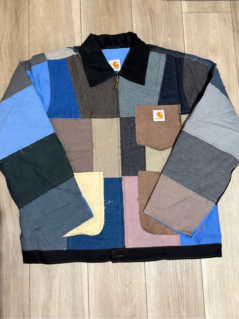 Vintage reworked Carhartt Multi-Color Patchwork Men's Zip Jacket